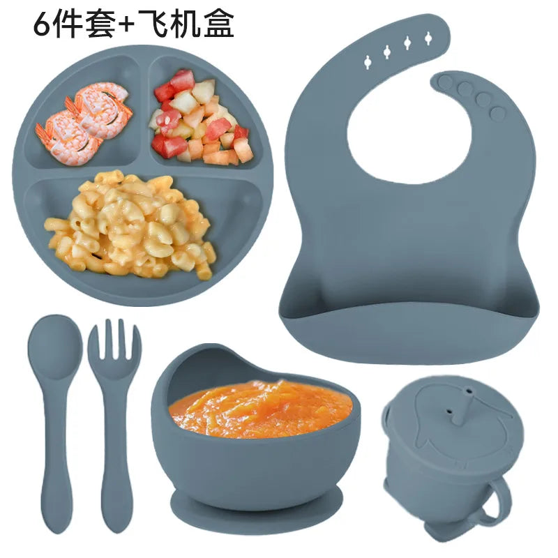 casual solid color silica gel tableware 1 set