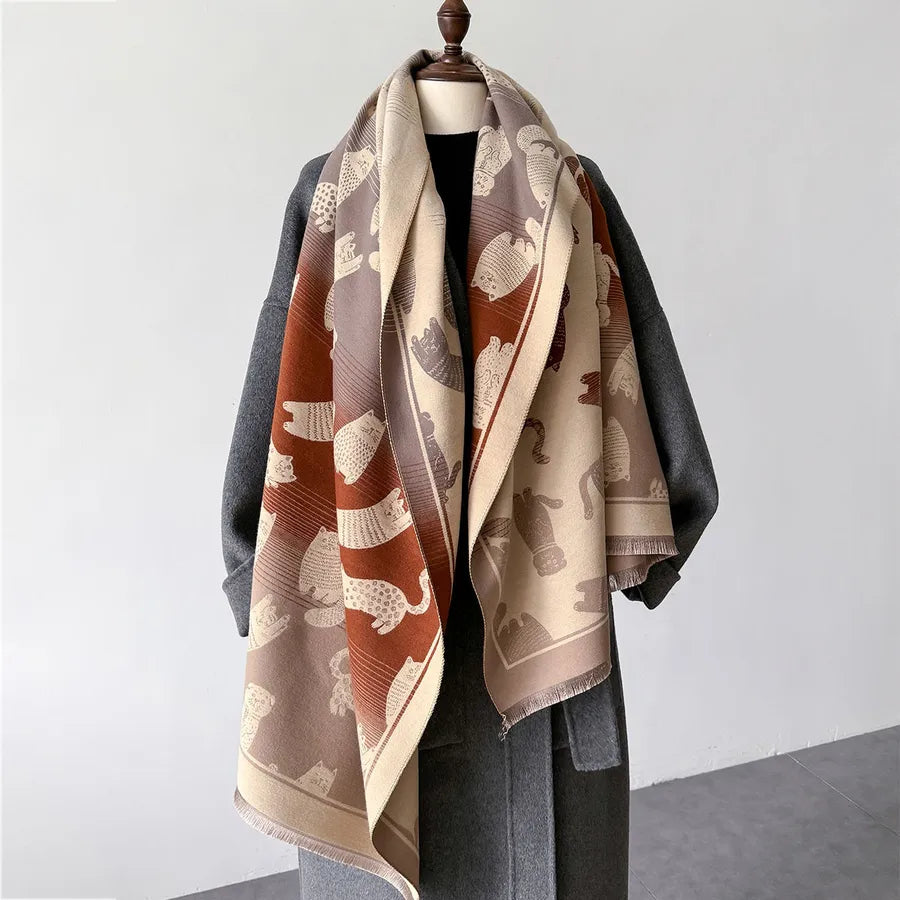 Unisex Cute Basic Cat Polyester Scarf