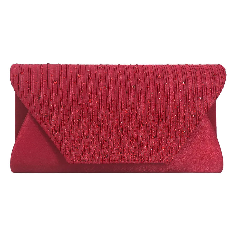 white wine red dark blue satin solid color rhinestone square evening bags