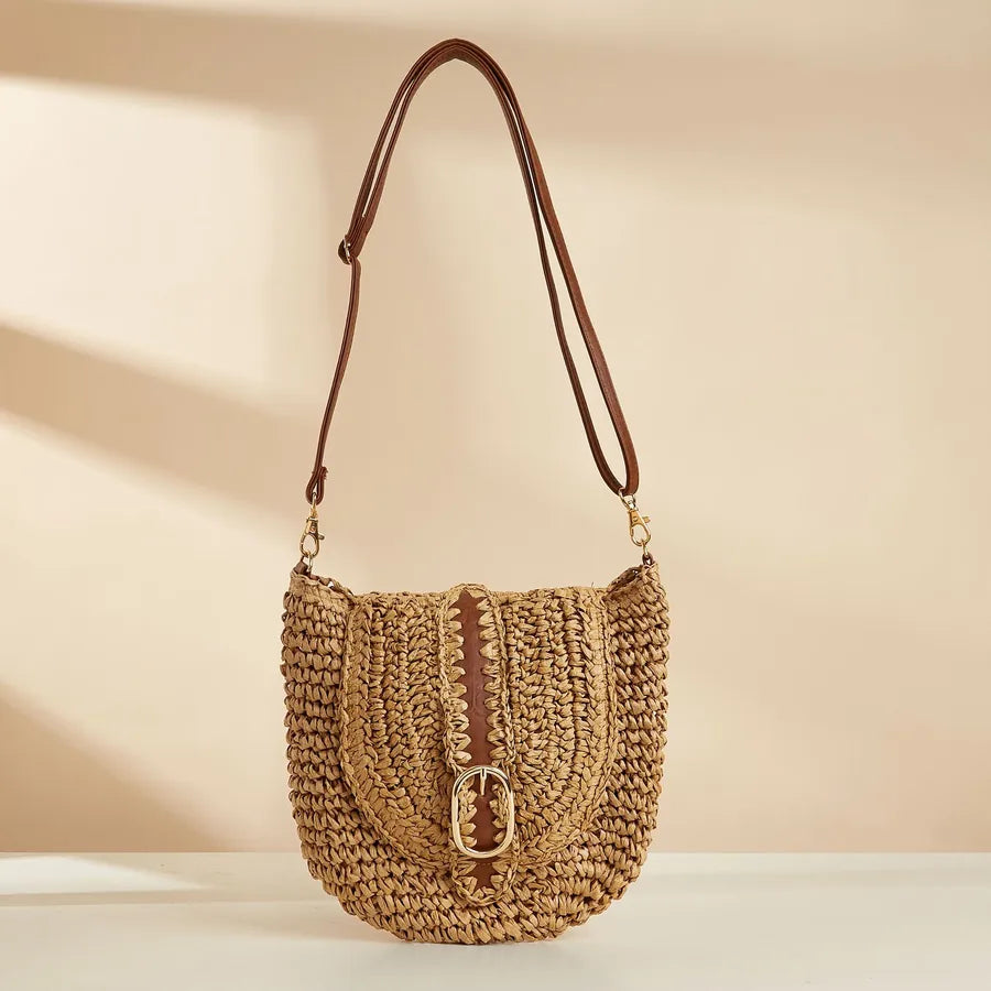 New New Style All-Matching Casual Shoulder Bag Straw Bag Mori Style Hand-Woven Bag Handbag Large Capacity Sand