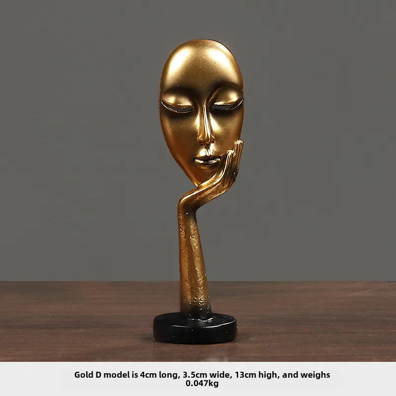 Creative Nordic Mini Abstract Left Thinking and Right Imaginers Little Golden Man 13cm Personalized Home Decoration Ornaments