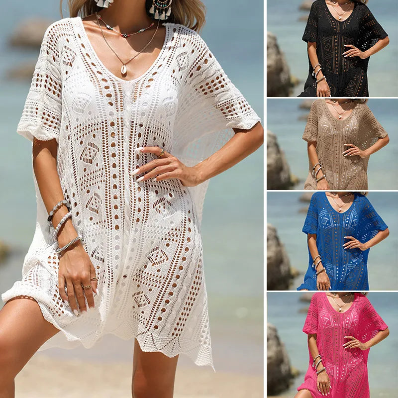 women's vacation solid color cover ups
