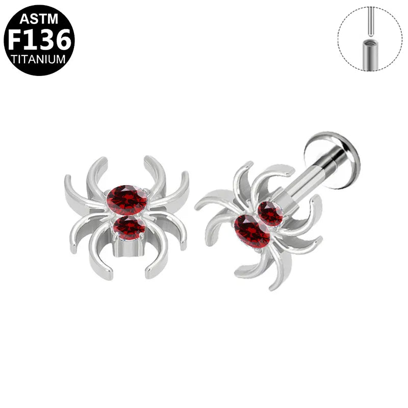 1 Piece Lip Rings Pastoral Commute Animal Fruit Titanium Alloy Plating Inlay Zircon 14K Gold Plated White Gold Plated Lip Rings Ear Cartilage Rings & Studs