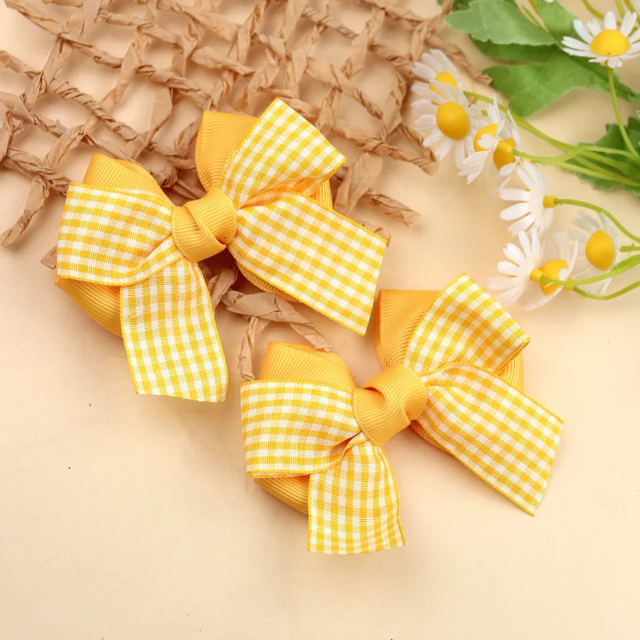 New British Academy Style Ins Pair of Fresh Plaid Bow Hairpin Handmade Hair for Girls