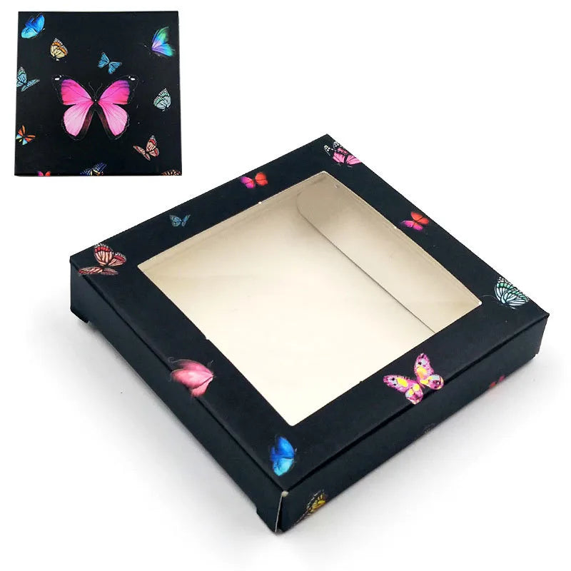 new square butterfly window false eyelash card paper box