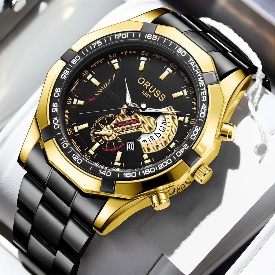 business geometric single folding buckle quartz men's watches