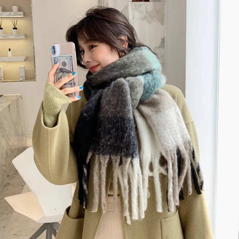 Unisex Casual Simple Style Classic Style Lattice Imitation cashmere Scarf