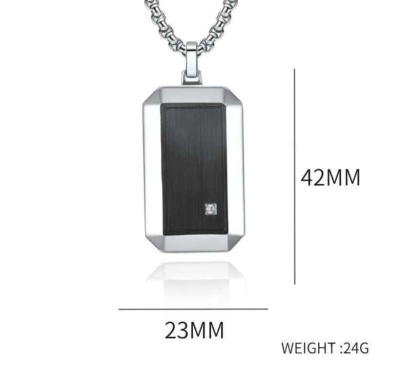 Simple Style Geometric 304 Stainless Steel Inlay Zircon Men's Pendant Necklace