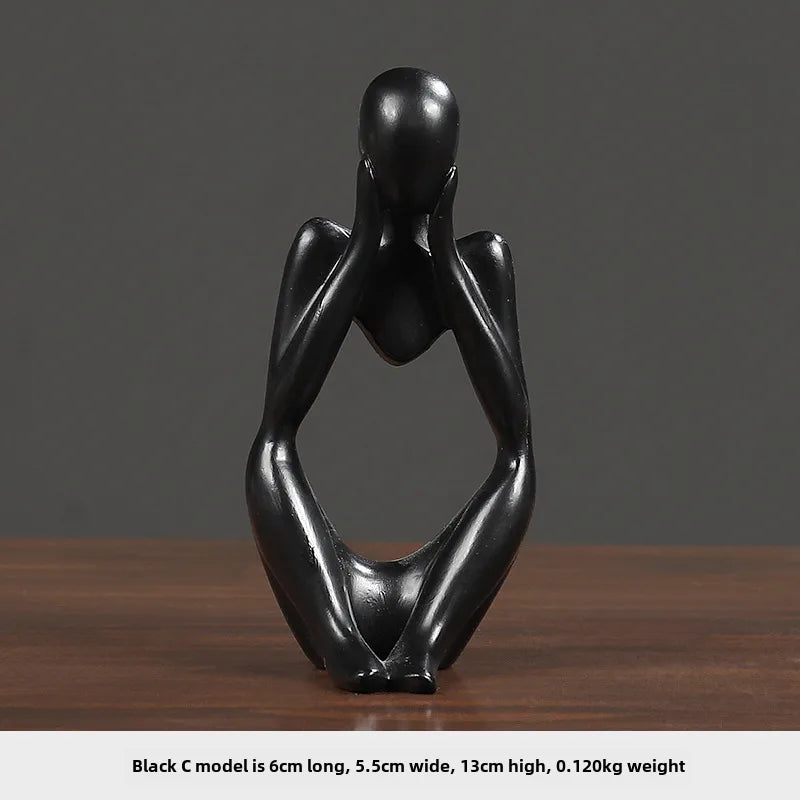 Creative Nordic Mini Abstract Left Thinking and Right Imaginers Little Golden Man 13cm Personalized Home Decoration Ornaments