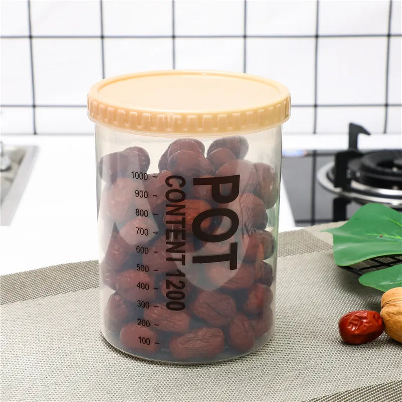 Kitchen Moisture-proof Transparent Sealed Jar Grain Dried Fruit Storage Plastic Jar Snack Storage Jar