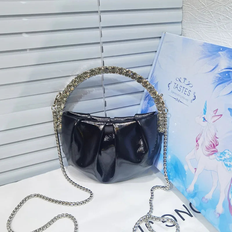nylon solid color dumpling shape evening bags
