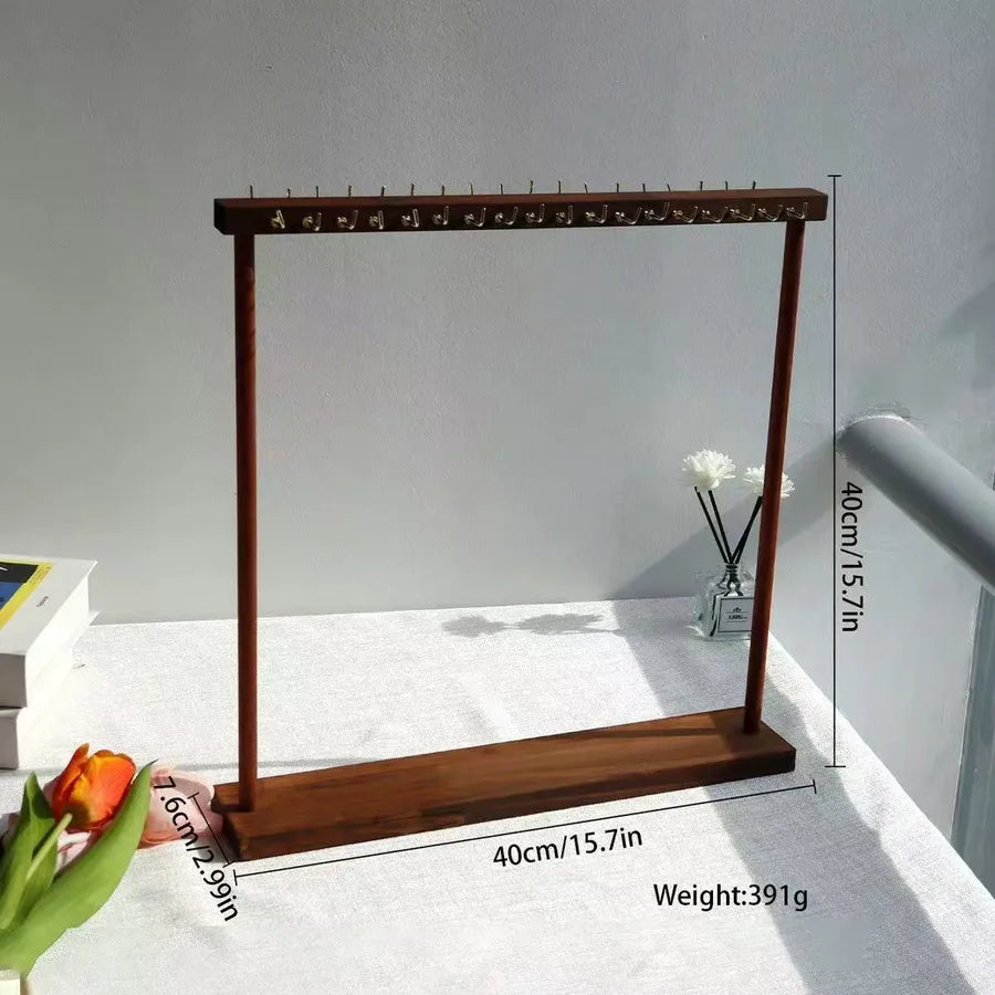 Walnut Color Solid Wood Necklace Jewelry Display Stand Bracelet Pendant Holder Sweater Storage Arrangement Props Simple Style