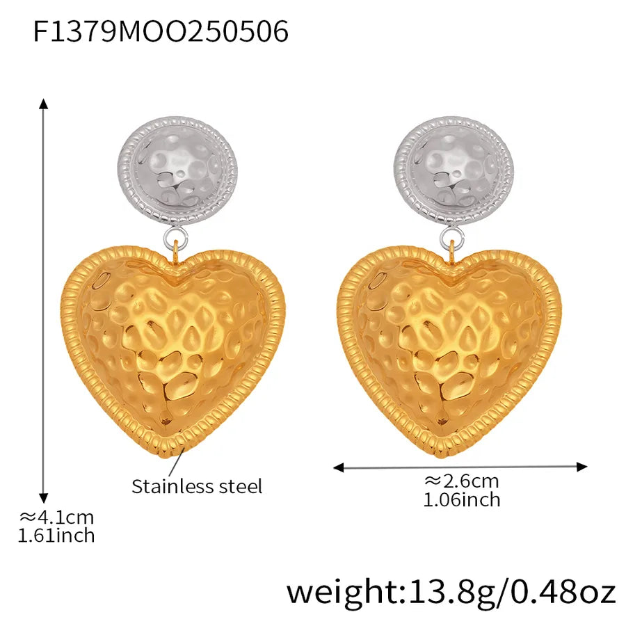 Elegant Luxurious Vacation Heart Shape Plating 304 Stainless Steel 18K Gold Plated Earrings Ear Studs