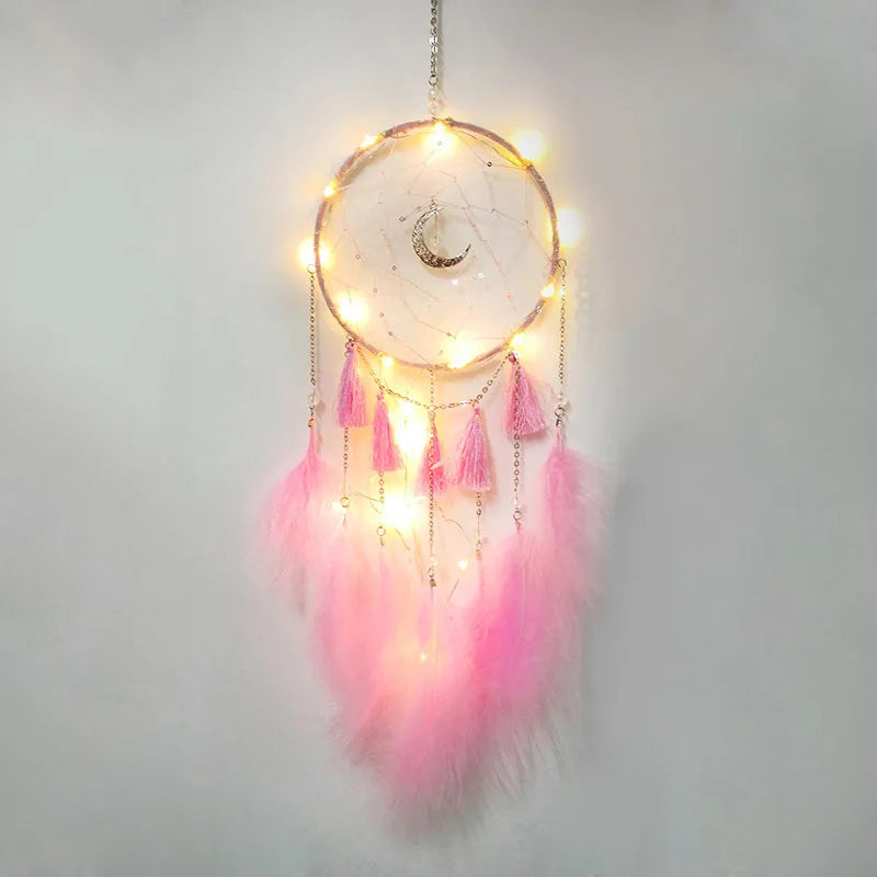 Simple Style Moon Wooden beads Feather Dreamcatcher Wall Art