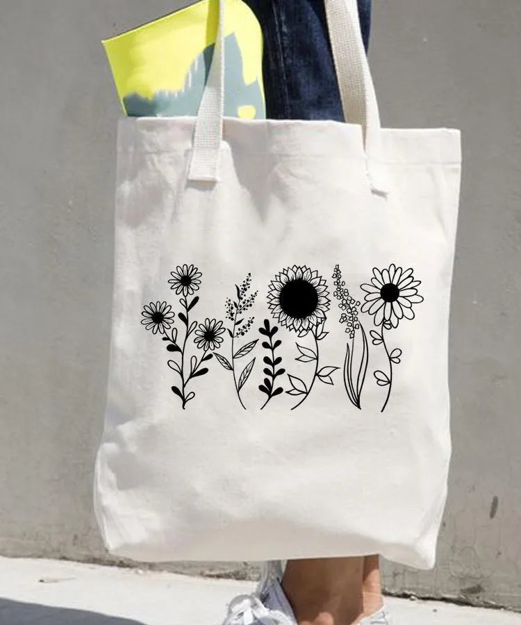 Women's printed shopping bag casual shopping handbag women's shoulder bag large capacity new artistic fresh Women's bag