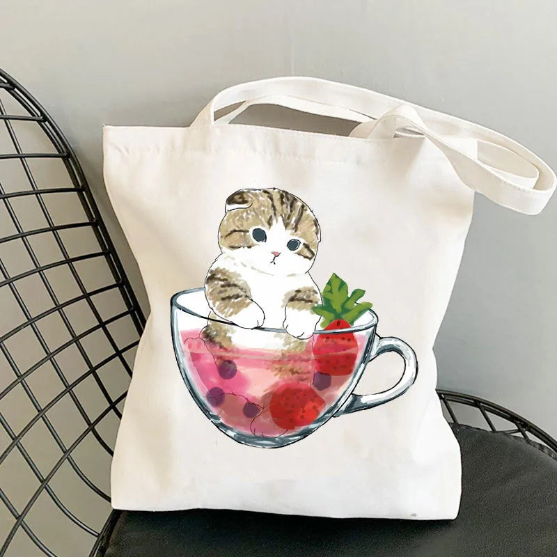 women's cute cat shopping bags