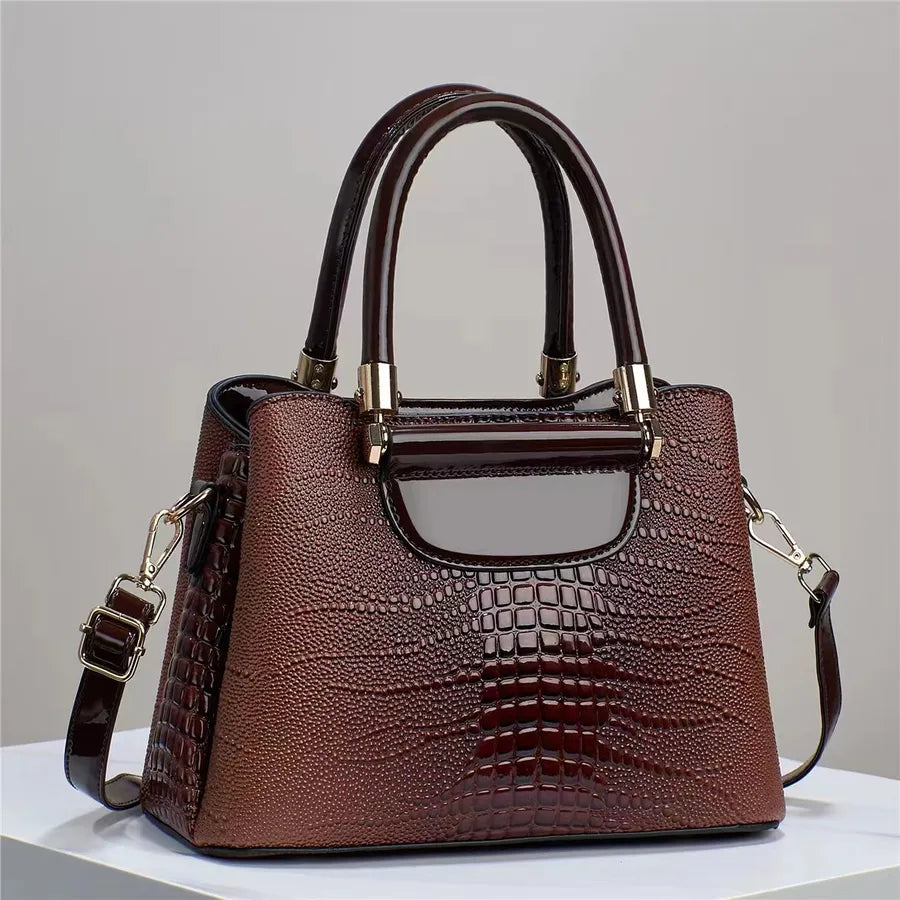 Texted bright leather stone crocodile leather bag handbag women's bag shoulder bag messenger bag foreign trade bags