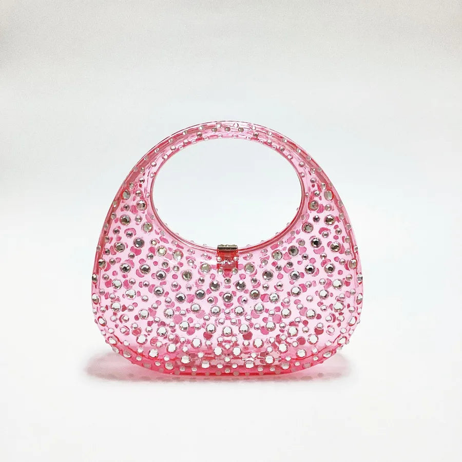 Women's Small Arylic Solid Color Elegant Round Lock clasp Underarm Bag