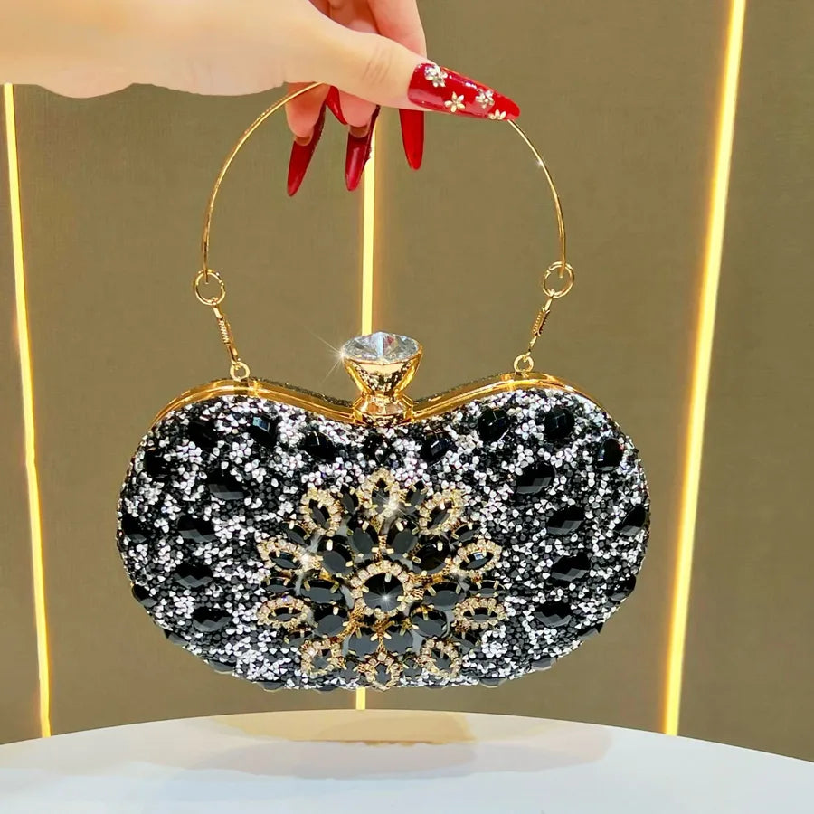 New Fashionable Diamond Embedded Handbag Lightweight Luxury Single Shoulder Crossbody Bag For Ladies Evening Party