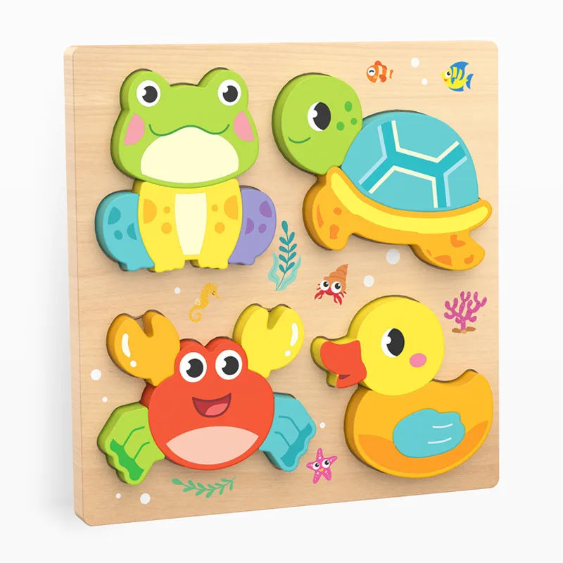 Mengshi Early Education Wooden Puzzle Baby Children Handmade Animal Shaped Gift Toy Educational Plaything For Toddler Kids