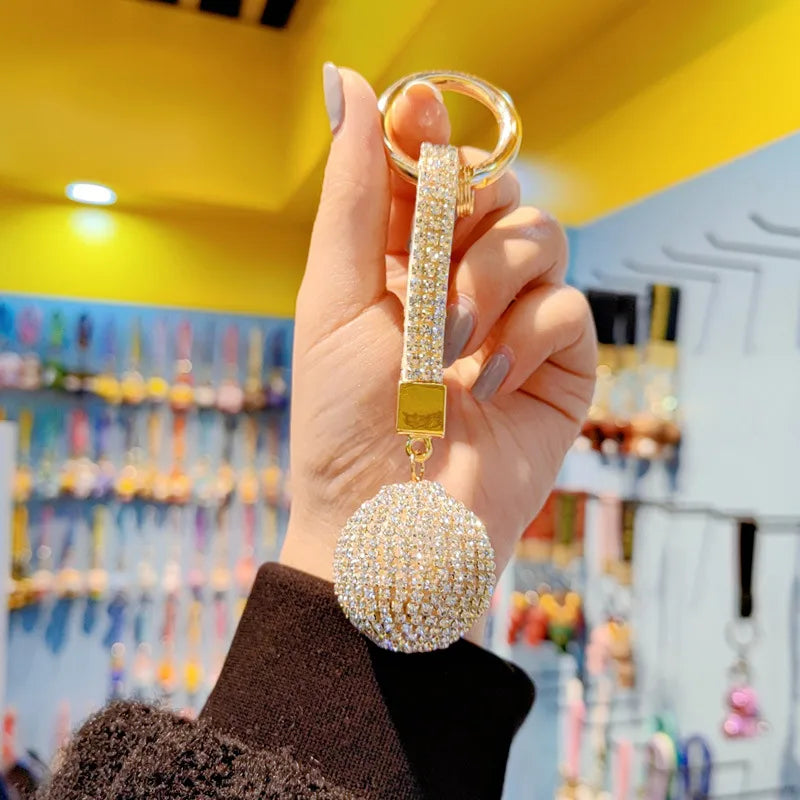 Creative Gift New Crystal Ball Car Keychain Glittering Diamond Ladies Handbag Pendant Christmas Valentine's Day New Year