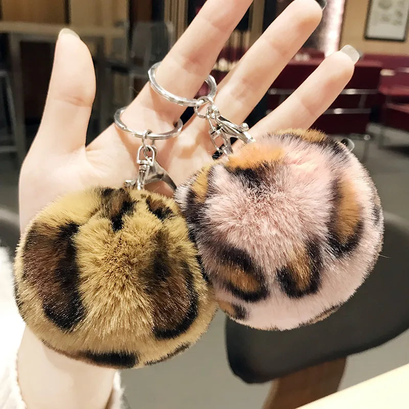 fashion heart shape leopard metal unisex bag pendant keychain 1 piece