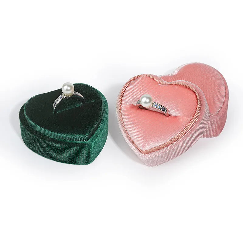 Fashion Heart Shape Corduroy Valentine'S Day Jewelry Boxes