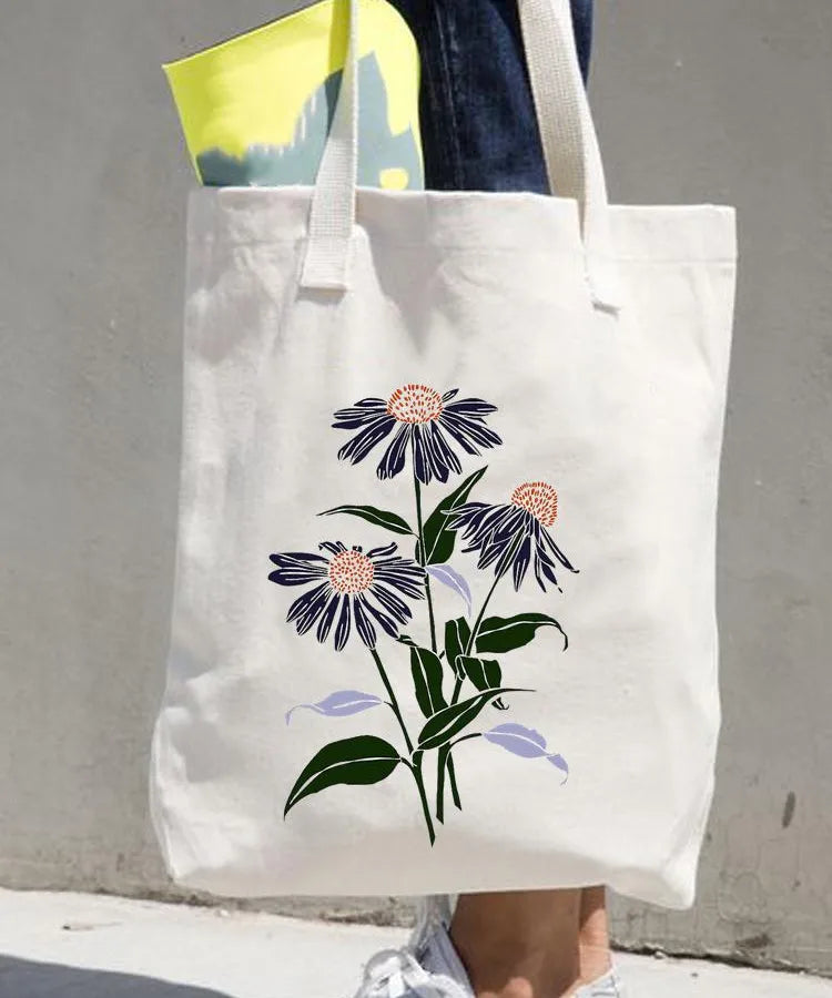 Women's printed shopping bag casual shopping handbag women's shoulder bag large capacity new artistic fresh Women's bag