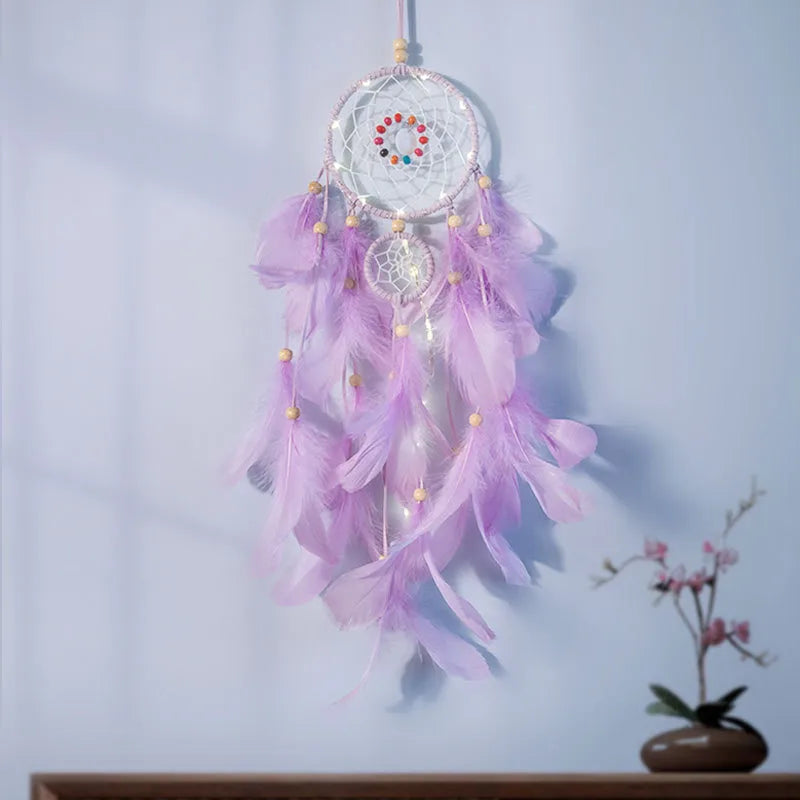 Simple Style Solid Color Wooden beads Feather Iron Dreamcatcher Wall Art