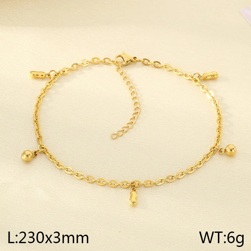Wholesale Jewelry IG Style Vintage Style Star Moon Cherry 304 Stainless Steel 18K Gold Plated Anklet