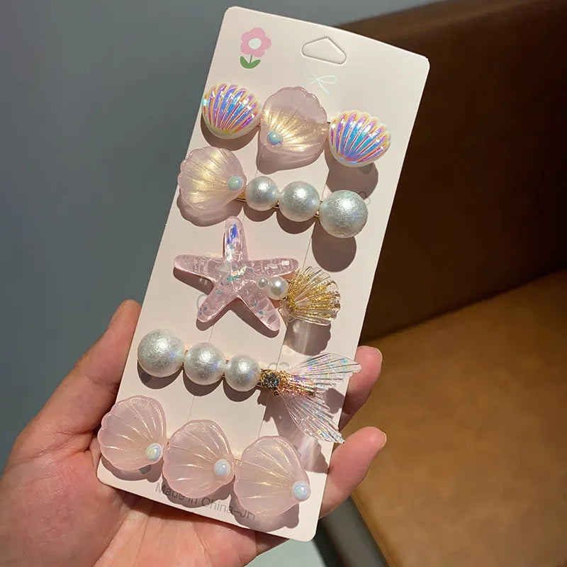 Women's IG Style Marine Style Scallop Starfish Heart Shape Plastic Shell Hair Clip