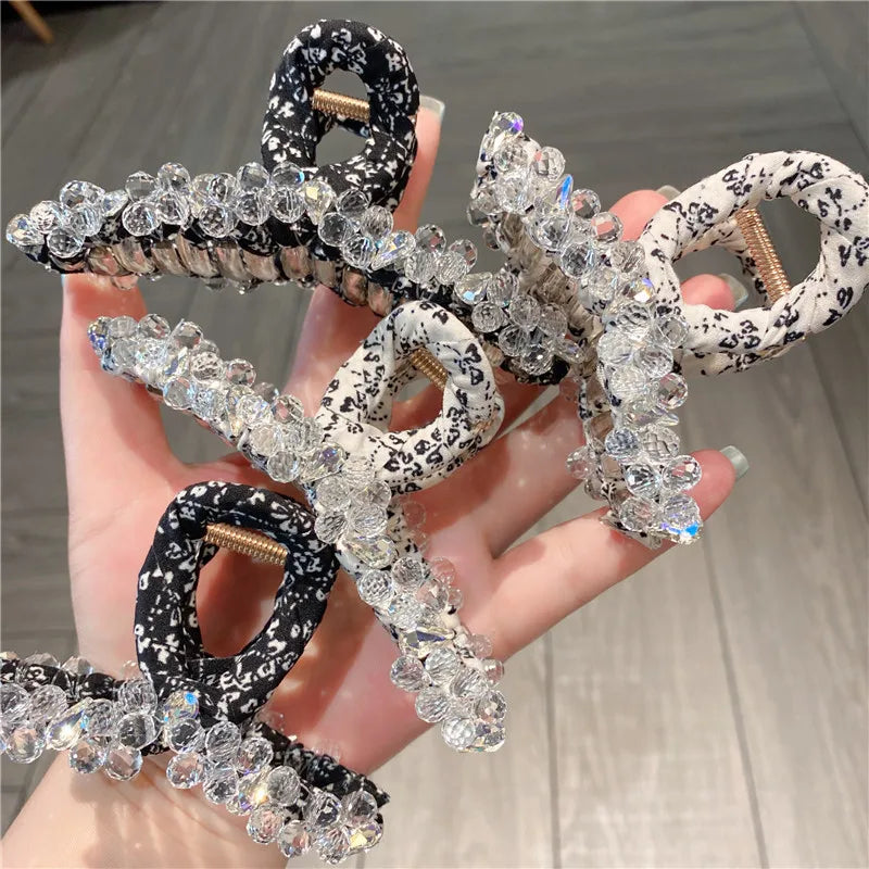 Luxury Large Crystal Hair Claw Shark Clamp Women Fashion Fairy Tale Sweet Back Of Head Updo Hair Clip Stylish Hair Accessory