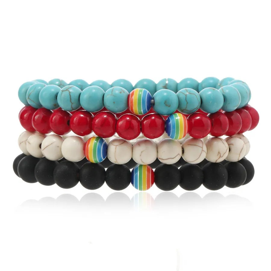 Retro Round Wood Beaded Men's Bracelets