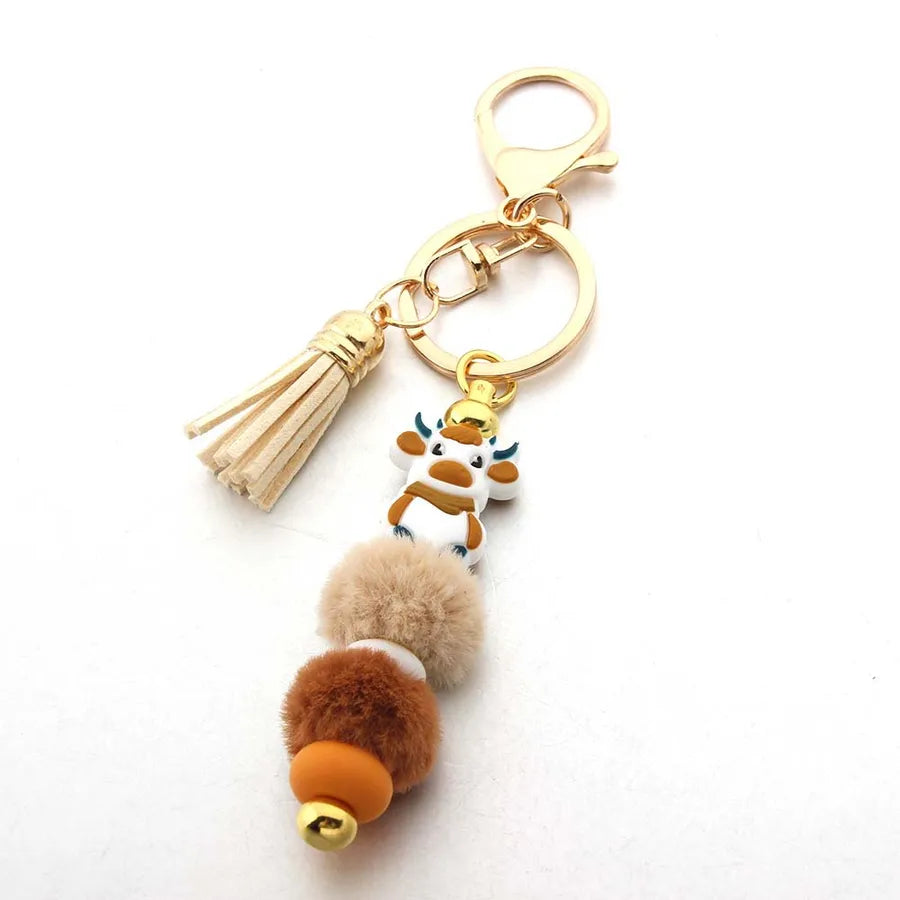 Cute Hairball Cattle Silica Gel Unisex Keychain