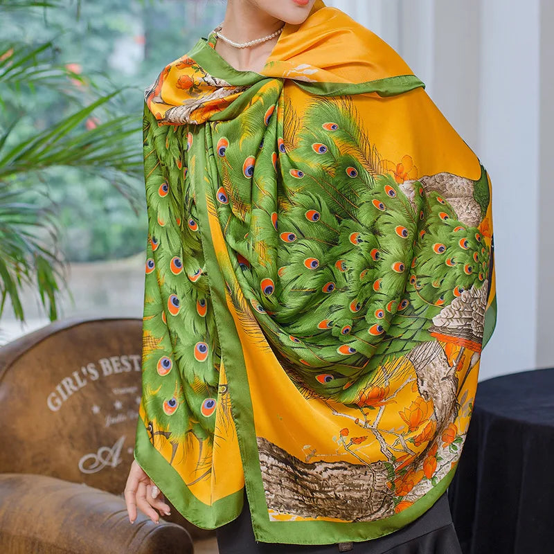 Women's Simple Style Streetwear Leopard Satin Printing and Dyeing Printing Scarf