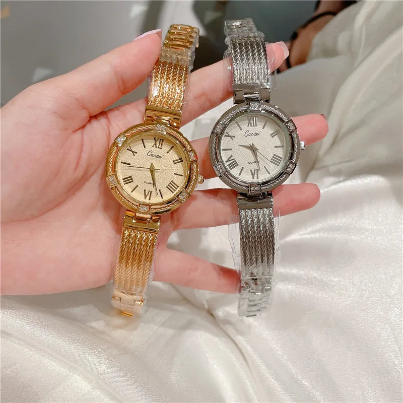 Retro Classic Style Solid Color Jewelry Buckle Quartz Watch