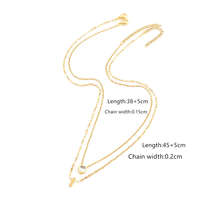 Wholesale Jewelry Elegant Simple Style Classic Style Letter Heart Shape 201 Stainless Steel 304 Stainless Steel Artificial Crystal Pendant Necklace cable chain