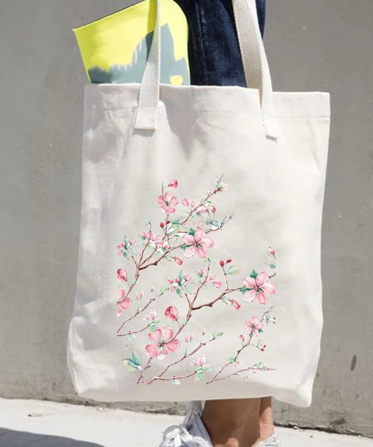 Women's printed shopping bag casual shopping handbag women's shoulder bag large capacity new artistic fresh Women's bag