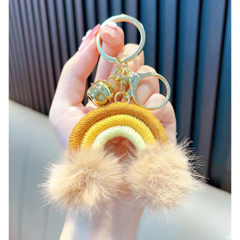 Cute Clouds Rainbow Cotton Unisex Bag Pendant Keychain