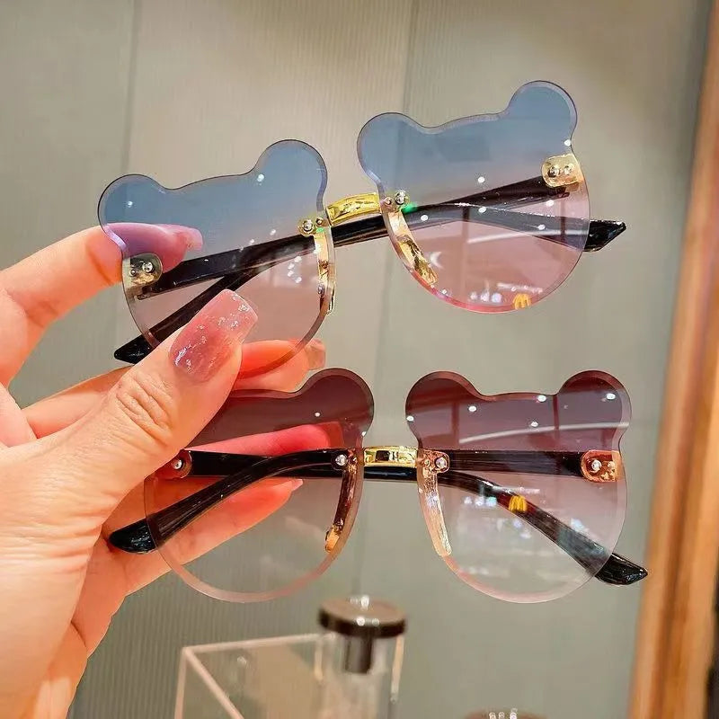 Cartoon Style Cute Sweet Bear PC UV400 Protection Special-Shaped Mirror Frameless Kids Sunglasses
