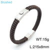 Hip-Hop Retro Color Block Pu Leather Titanium Steel Braid 18K Gold Plated Men's Bangle