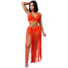 Daily Beach Women's Sexy Solid Color Polyacrylonitrile Fiber Hollow Out Skirt Sets Skirt Sets