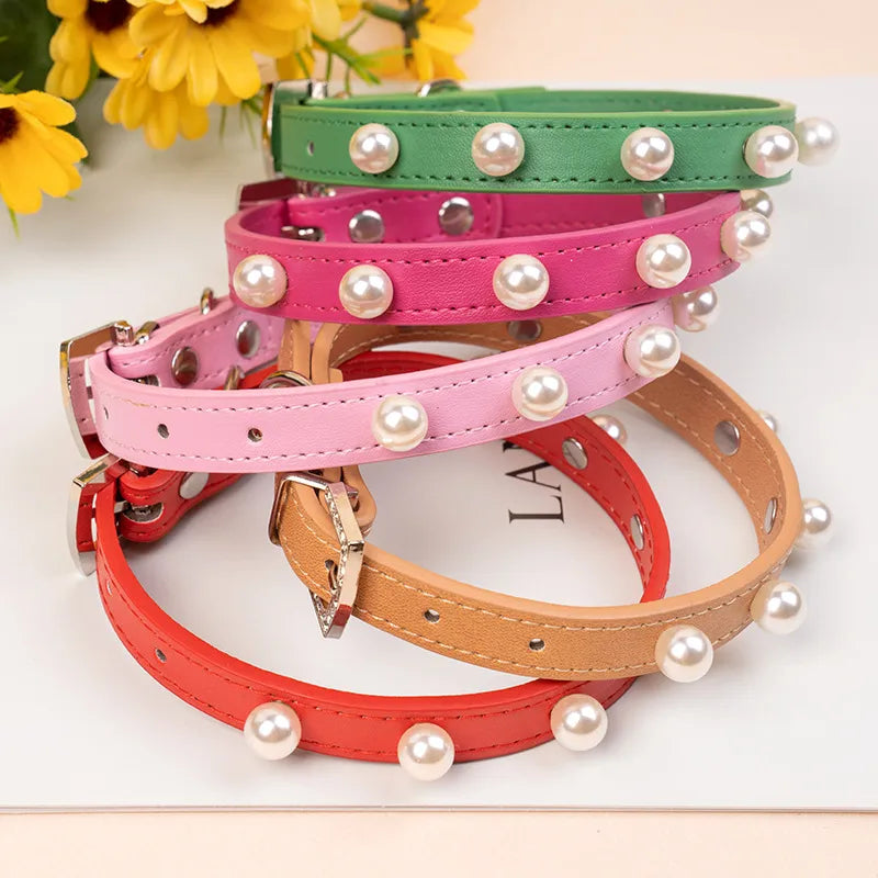 pet collar cat dog alloy brick buckle collar leather pet ring color adjustable big and small circles leather