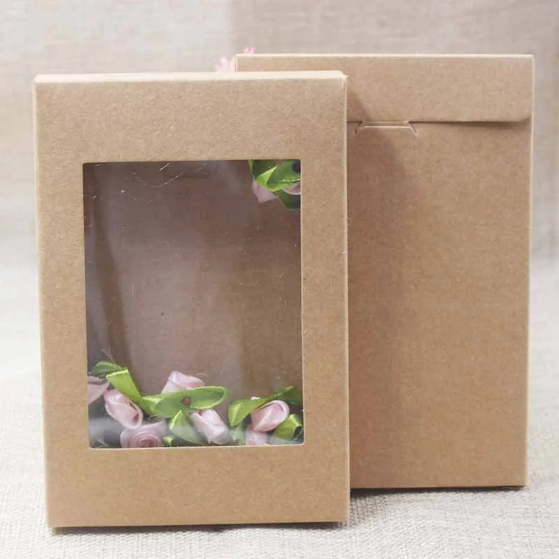 Spot gift box Kraft paper Universal packaging paper box PVC window color paper box