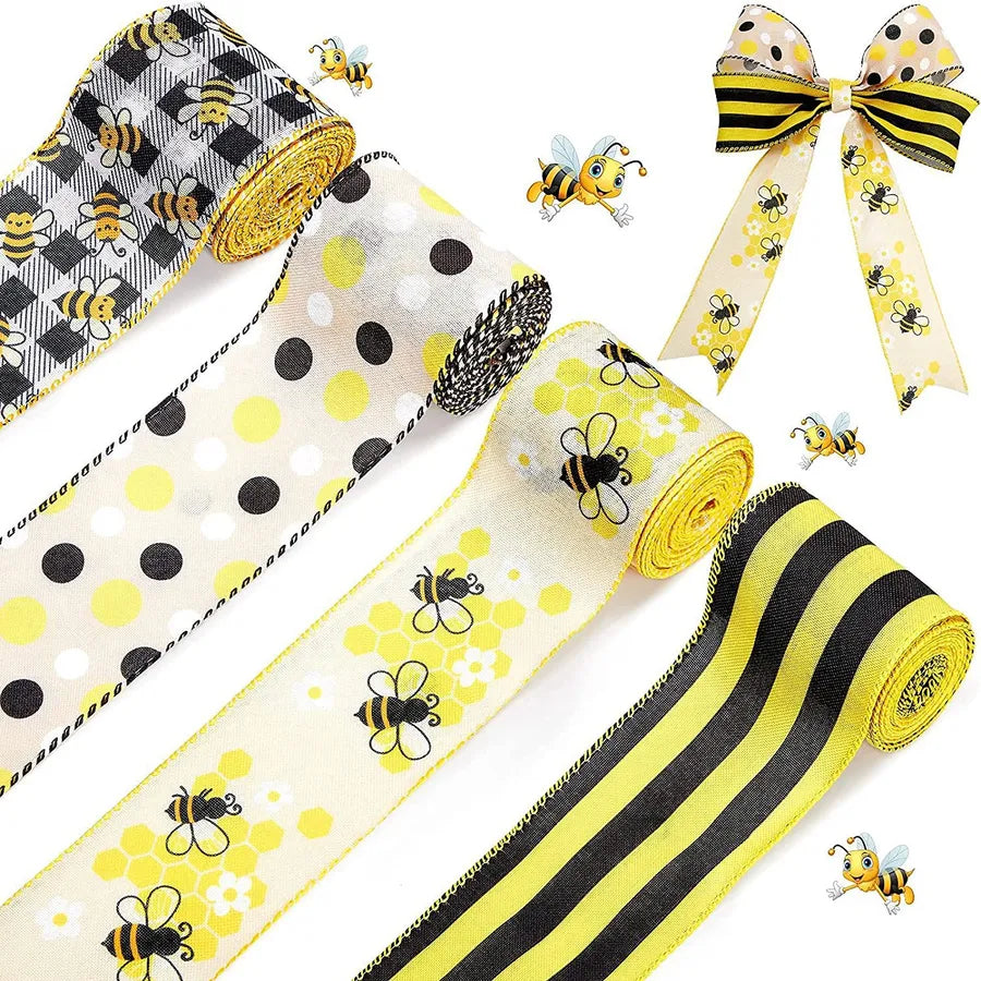 Cute Simple Style Stripe Polka Dots Bee Cloth Polyester Party Festival Ribbon Gift Wrapping Supplies