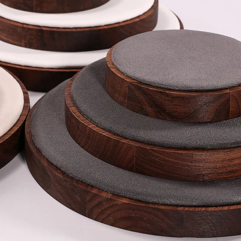 Walnut Round Bracelet Display Stand Chain Bracelet Tray Jewelry Accessory Show Props Solid Wood Hand Chain Display Plate