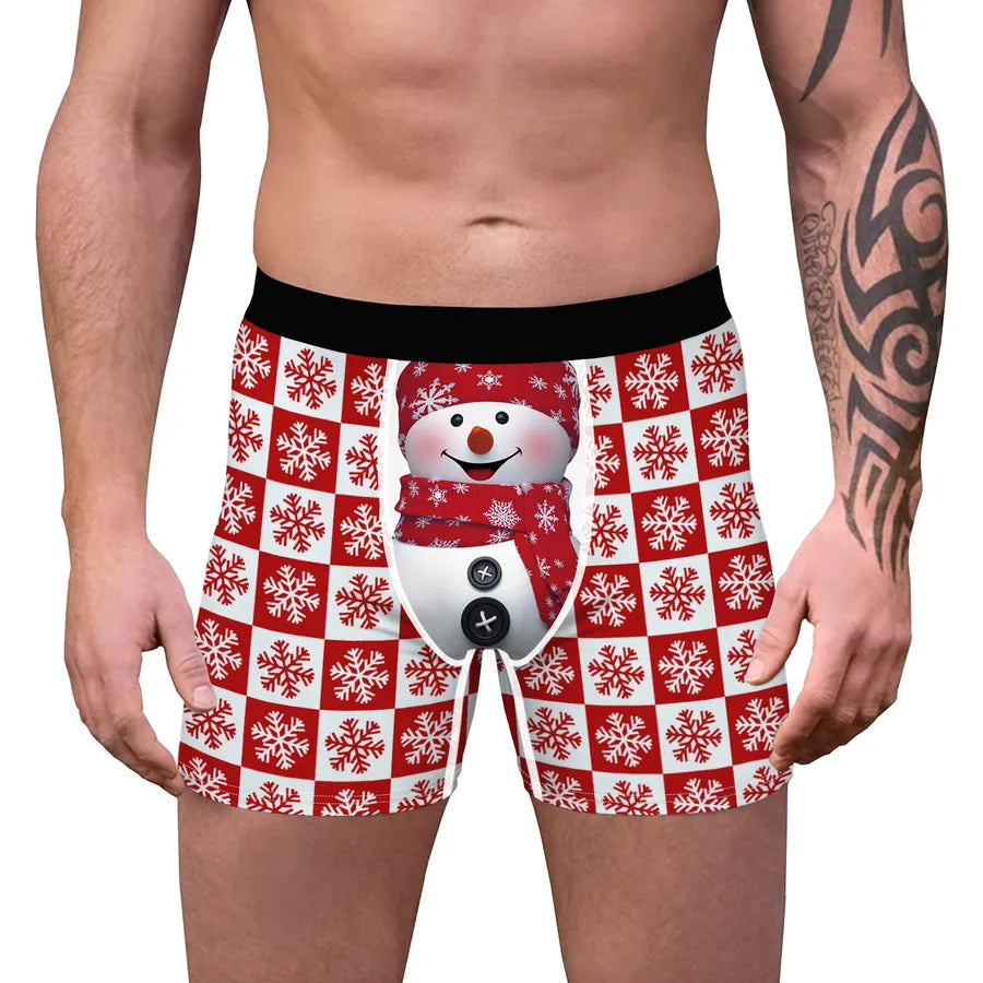 A generation of bow tie Christmas digital printing men's stretch comfortable breathable underwear gift popular boxers
