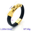 Hip-Hop Retro Color Block Pu Leather Titanium Steel Plating 18K Gold Plated Men's Bracelets