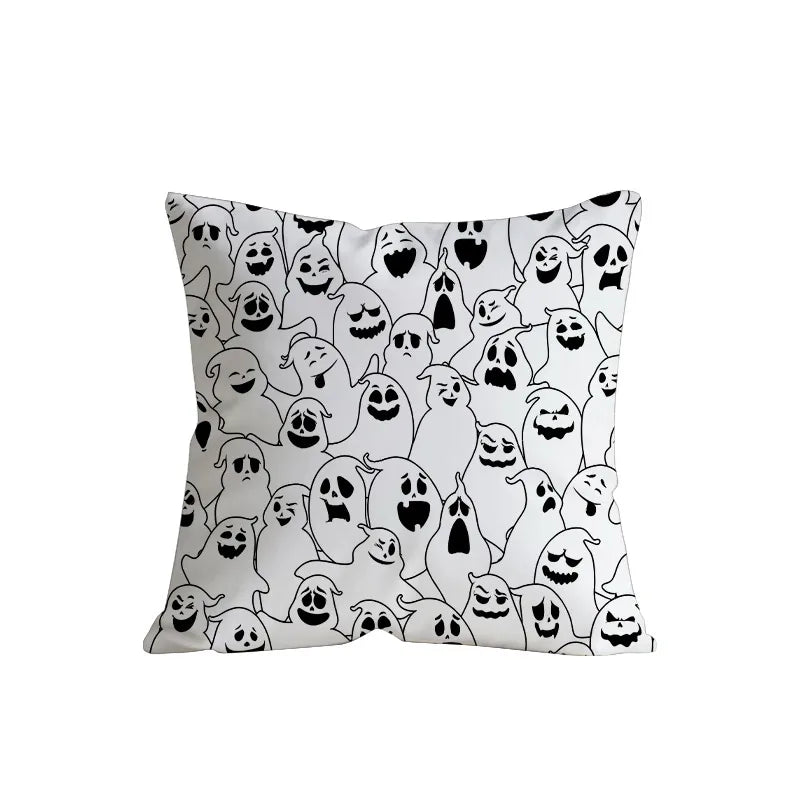 Retro Halloween Skeleton Print Sofa Pillowcase Living Room Decorative Cushion Cover Simple Style Printed Throw Pillow Case