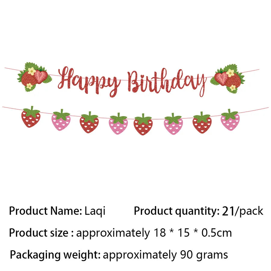 Birthday Sweet Strawberry Paper Birthday Decorative Props Party Supplies Cake Decorating Supplies